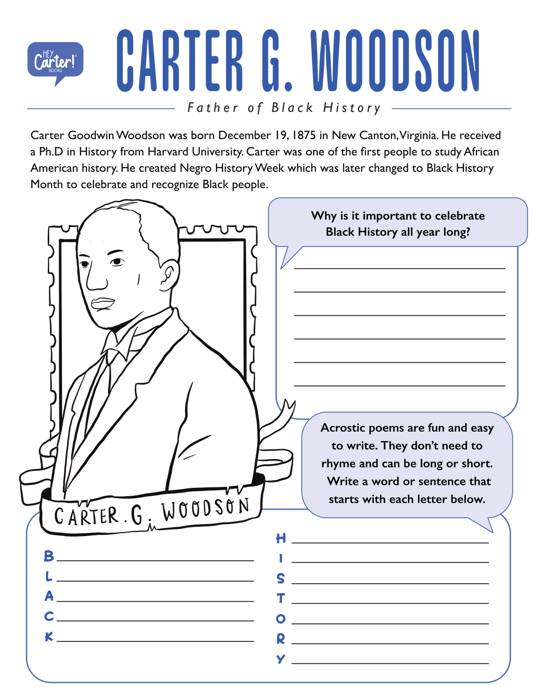 Carter G. Woodson Black History Activity Page