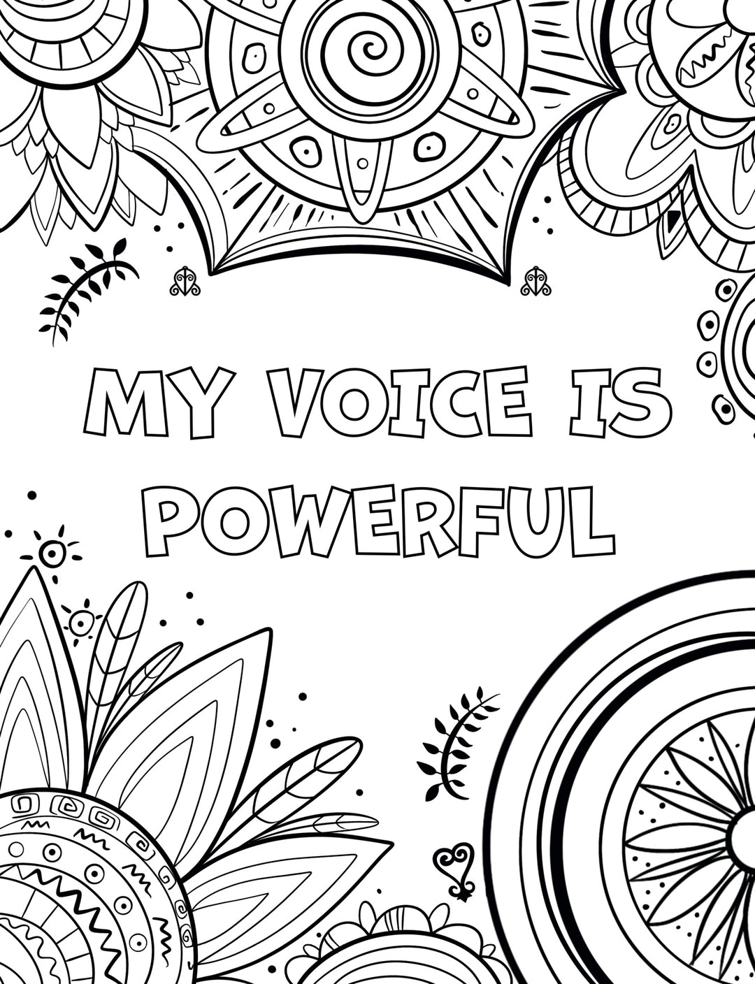 Affirmations Coloring Sheet- My Voice is Powerful